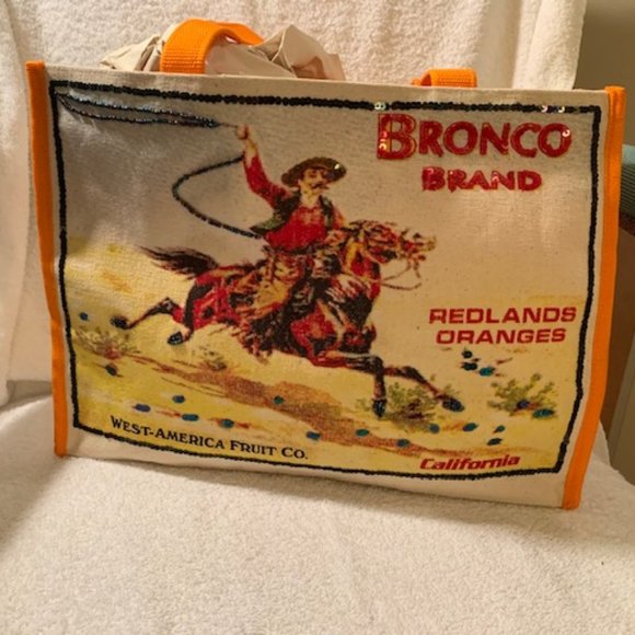 Bronco Brand Handbags - Bronco Brand orange and beige tote bag NWT